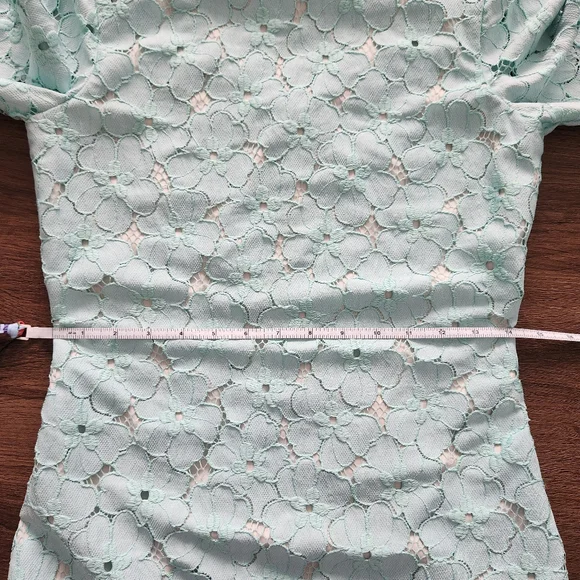 Diane Von Furstenberg Lace Mini Floral Dress 0 Mint Green Wedding Party Cocktail - Picture 11 of 11